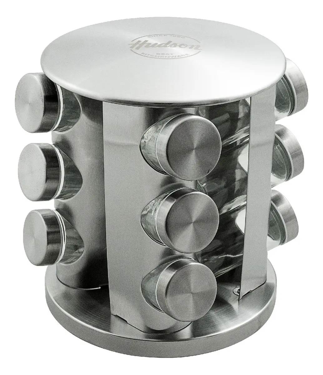 Hudson Especiero Giratorio 12 Frascos Acero Inoxidable